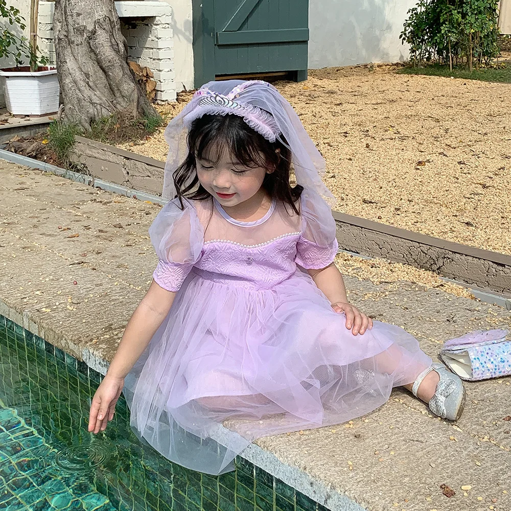 فستان أميرات منفوش للأطفال ، فستان بأكمام قصيرة للبنات ، خالدة للغاية ، خيوط عصرية ، صيف ، جديد ، 10000