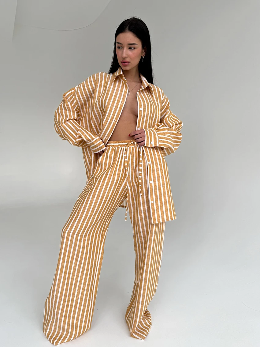 Marthaqiqi مخطط الإناث قمصان النوم دعوى طويلة الأكمام منامة بدوره إلى أسفل طوق ملابس خاصة السراويل الشتاء ملابس نوم نسائية غير رسمية مجموعة