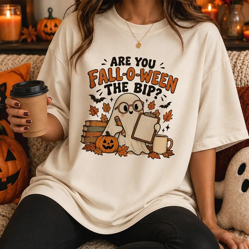 Are You Fall-O-Ween The BIP Shirt Funny ABA Halloween Tee BCBA Ghost Teacher Cotton T-Shirt Special Education Fall Casual Shirt