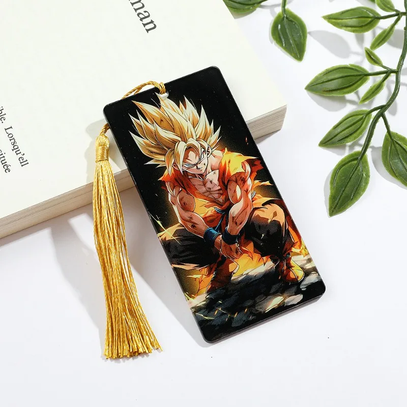 Segnalibro personaggio dei cartoni animati Dragon Ball con nappe, segnalibro Wukong e Super Saiyan per i fan, accessori per la lettura a tema dei cartoni animati.
