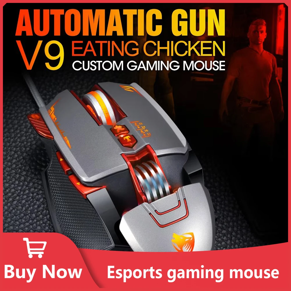 New Professional Gaming Mechanical Mouse 8 Custom Buttons 3200DPI Breathing Lights USB Wired Computer Mouse for Super Gamers/LOL