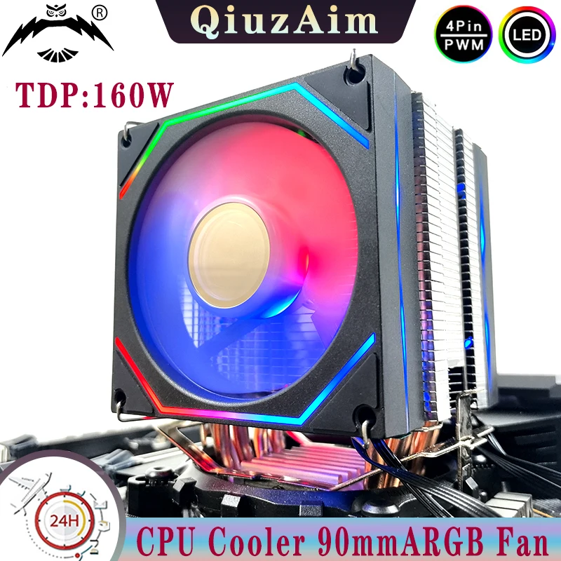 

PC Parts Cpu Cooler Tower Type Radiator 2/4/6 Heat Pipe 90mm ARGB Fan 5V3pin 4pin/PWM install LGA18xx 1700 2011 x79 x99 AM4 AM5