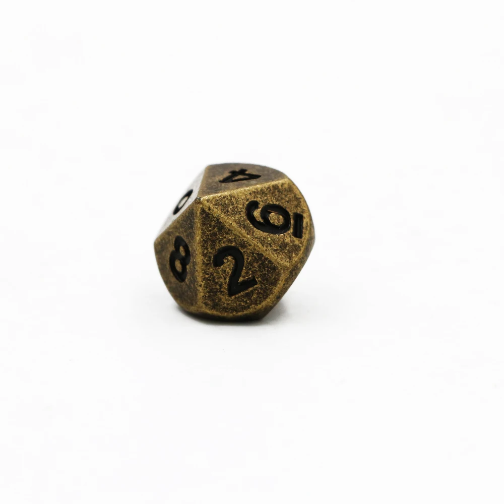 D10-polyhedron dice, 10-sides, dnd, metal, cor diferente, jogo digital, 1pcs