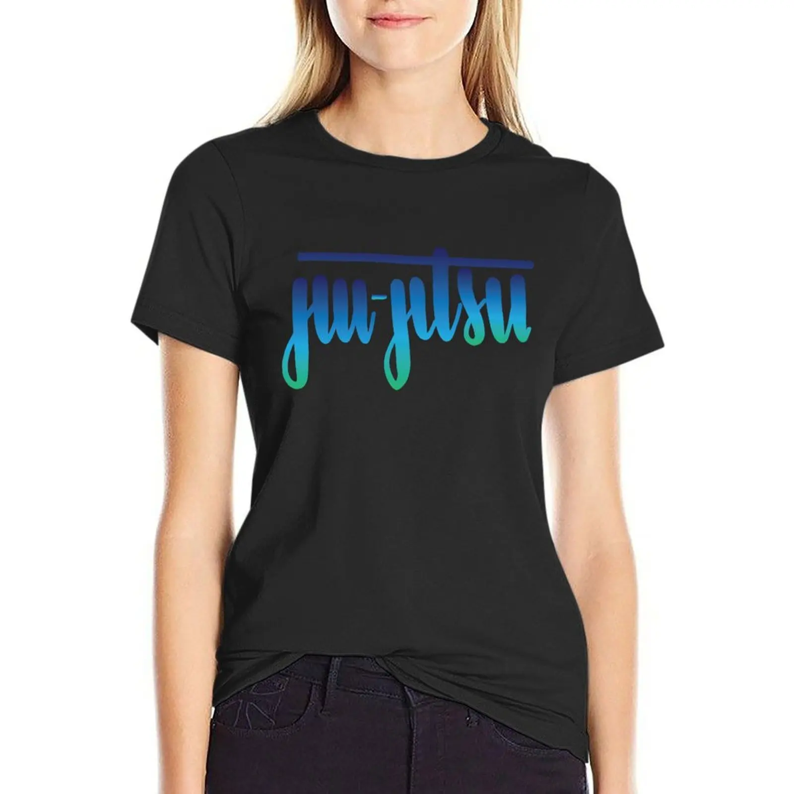 

Jiu-Jitsu Handlettered Ombre T-Shirt funny lady clothes aesthetic clothes Aesthetic clothing fashion woman blouse 2024