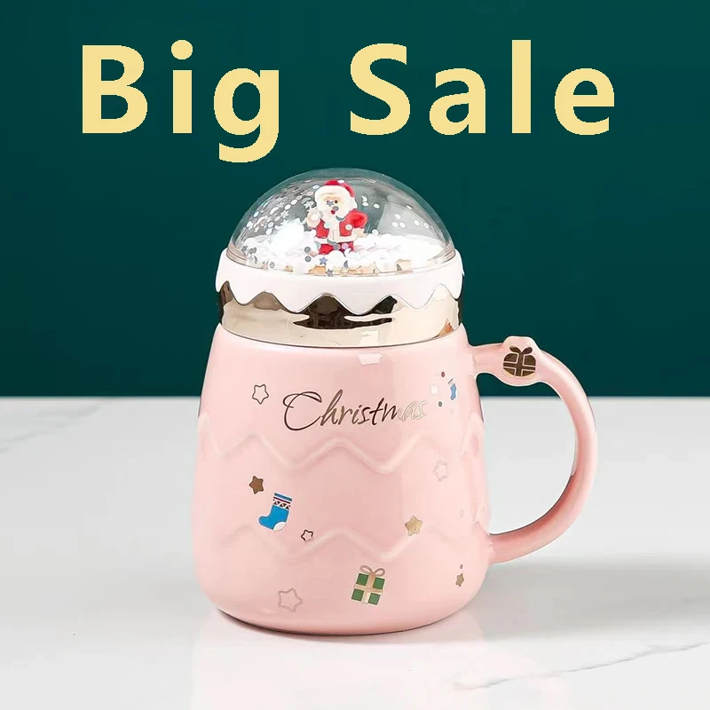 

Christmas Mug Cute Ceramic Tea Mugs with Santa Lid Novelty Hot Chocolate Coffee Cup Handheld Heat Resistant Milk Drinkware