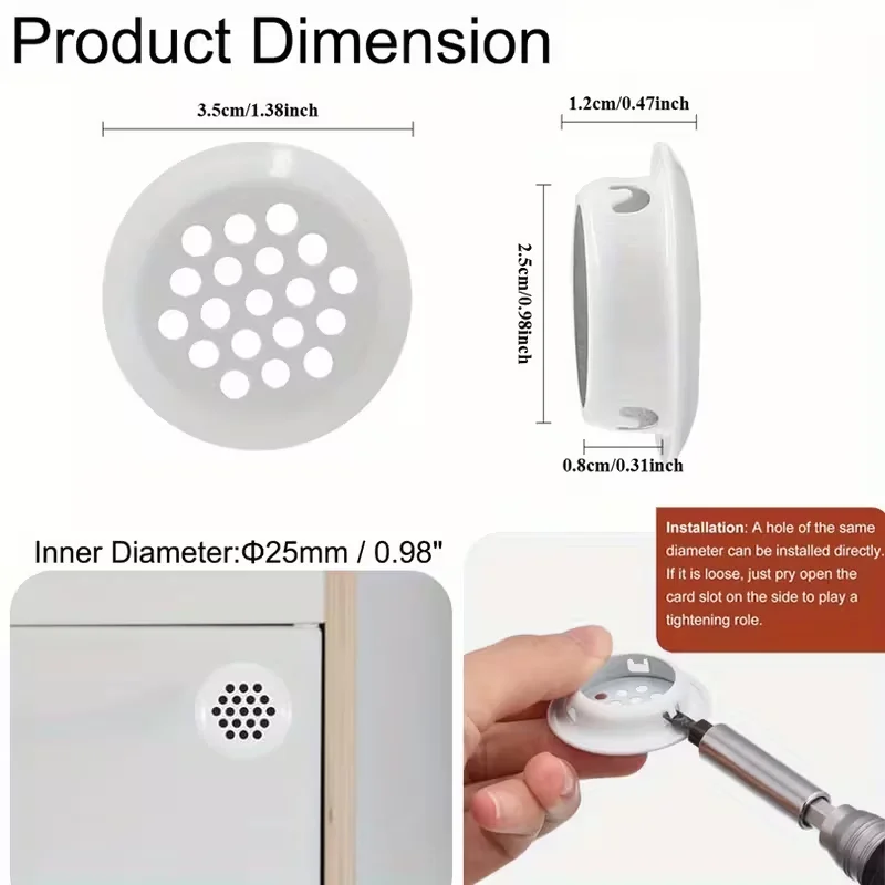 Round Cabinet Air Vent Hole Cover 3.5 cm Stainless Steel Mesh Hole Plug Decoration Cover Wardrobe Grille Ventilation Systems
