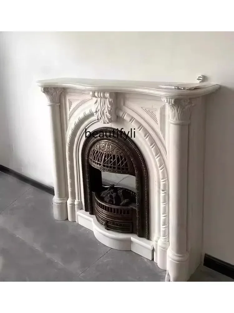 

6239P lt Marble French mantel European carving simple natural white marble stone stone carving decorative cabinet customization