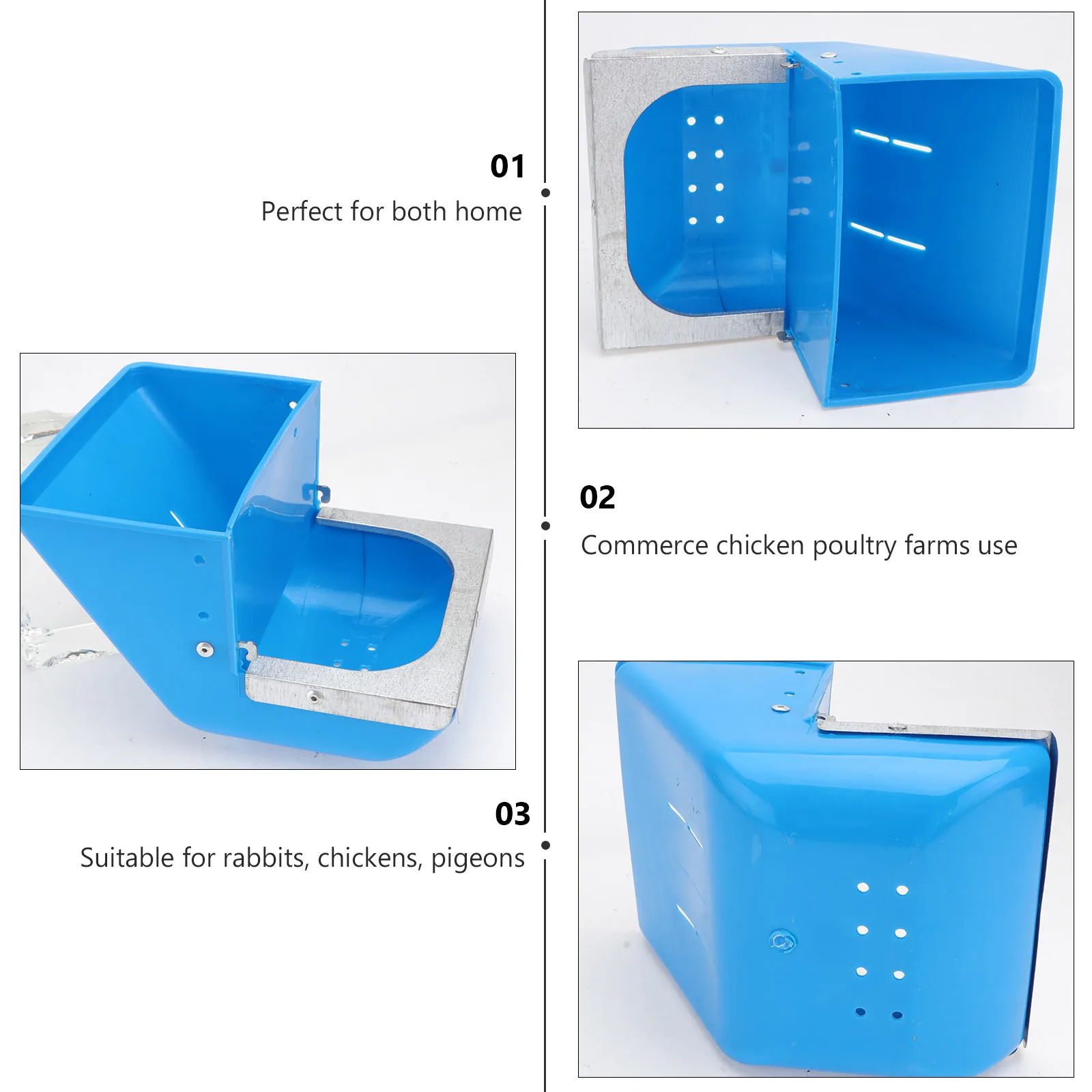 

3pcs Poultry Feeder Plastic Fodder Box Large Capacity Feed Pan For Chicken Rabbit Duck Quail Farm Use Cage Accessory Feeding