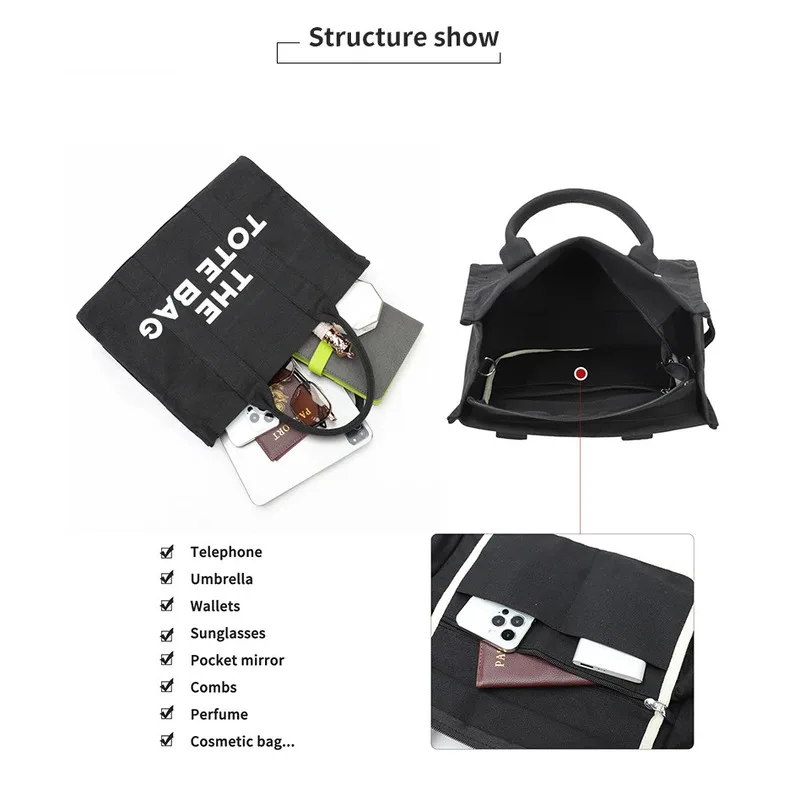 Women's Large Capacity Storage Reusable Canvas Shoulder Bag, Women's Handbag Casual Handbag Shoulder Bag Shopping Bag Tote Bag