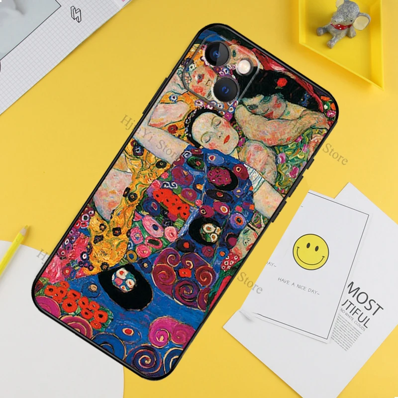 The Kiss Gustav Klimt Painting Case For iPhone 13 12 Mini X XR XS Max Cover For iPhone 11 14 15 16 Pro Max Plus SE2