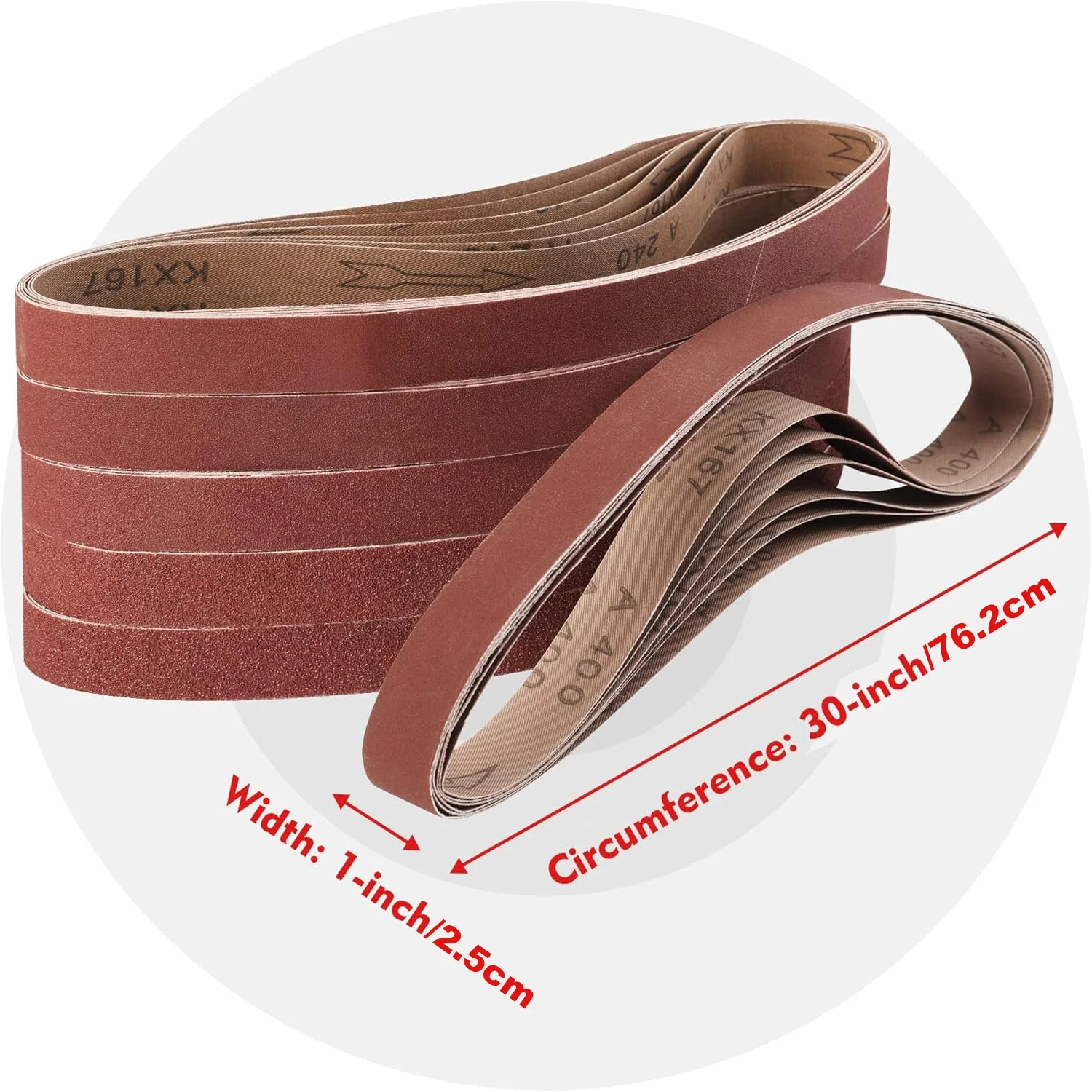 3Pcs 1.0x30inch /762X25Mm Sanding Belts, Suitable for Grinding and Polishing Surfaces Such as Wood and Metal