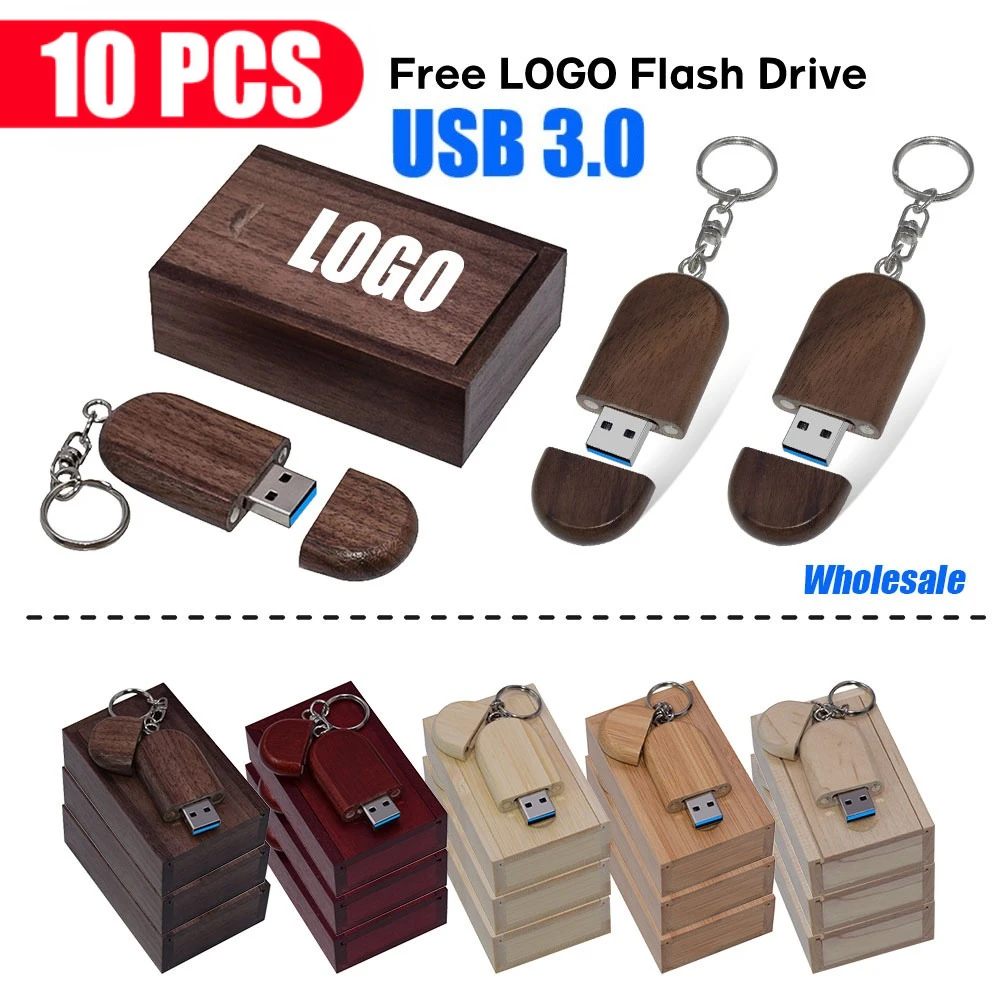 

10 шт./лот, деревянный флэш-накопитель USB 3.0, 64 ГБ, USB 128 ГБ, флэш-накопитель, U-диск, 32 ГБ, бесплатный логотип, фотография, свадебные подарки