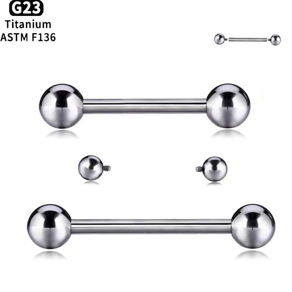G23 Titanium Barbell Ring Straight Pacifier Rod 14G Body Jewelry Internal Thread Eyebrow Tongue Piercing Medical Grade Titanium