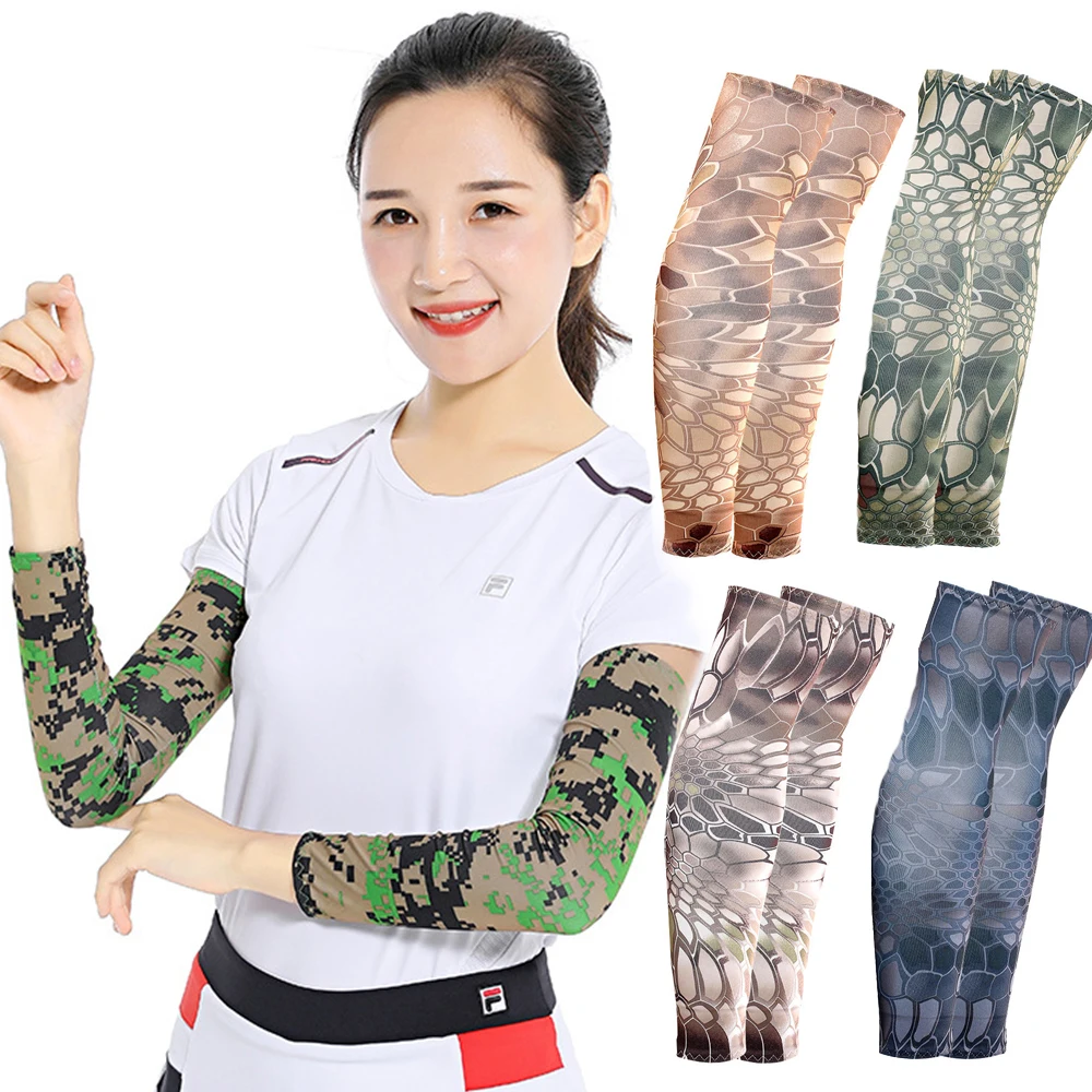 Camouflage Arm Warmers para homens e mulheres, proteção solar UV, refrigeração, capa de mão, esporte, refrigeração, ciclismo, pesca, novo