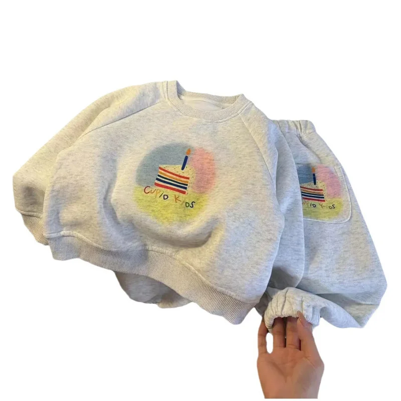 الفتيان الفتيات مبطن مجموعات الطفل بدلة دافئة الاطفال القطن بلوزات + السراويل 2 قطعة ملابس الخريف 2025 ملابس الأطفال لطيف 1-10 سنوات #6