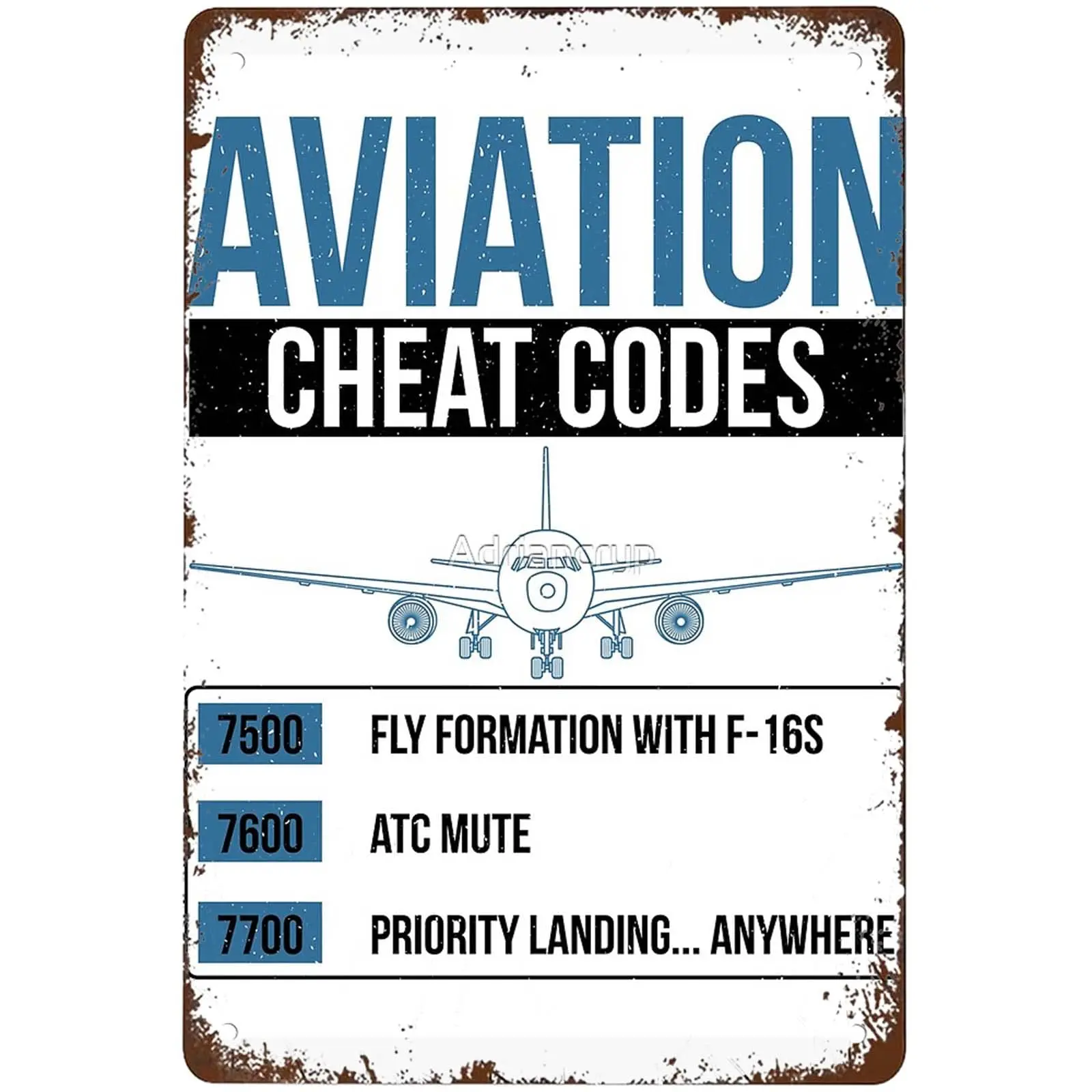 Funny Aviation Cheat Codes Fun ATC Pilot Geschenk Signs Wall Decor Vintage Metal Tin Sign Art Poster Fun Office Pub Kitchen sign