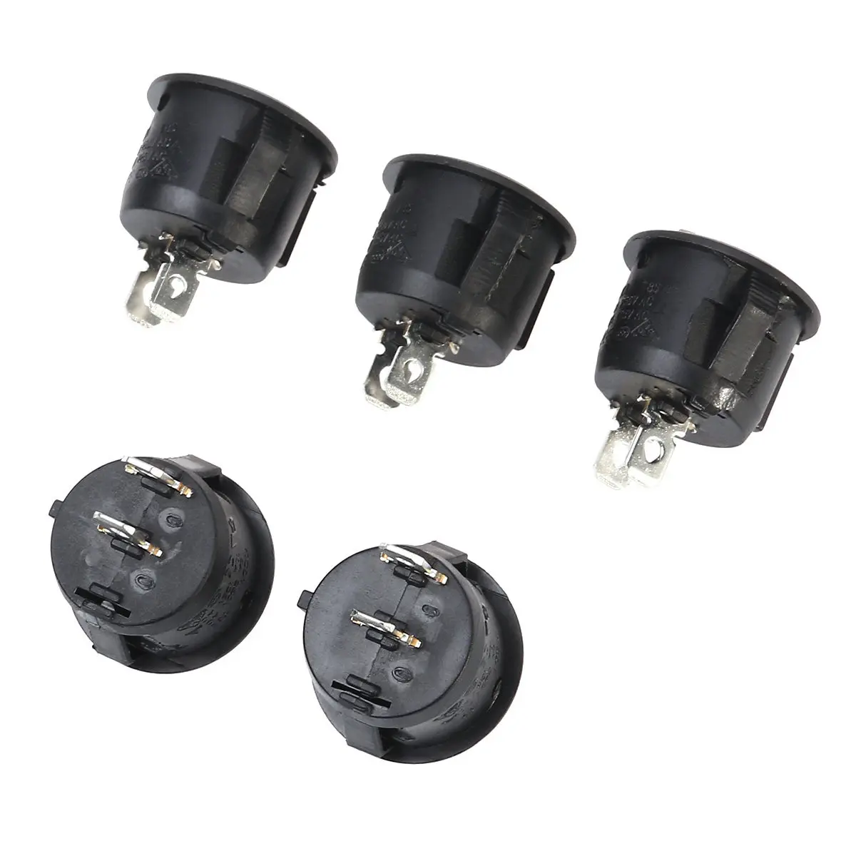 

5Pcs Small Round Rocker Switch for Boat and Car 2 Pin Snap in Latching Type 10A 125V 6A 250V Long Service Life Easy Install