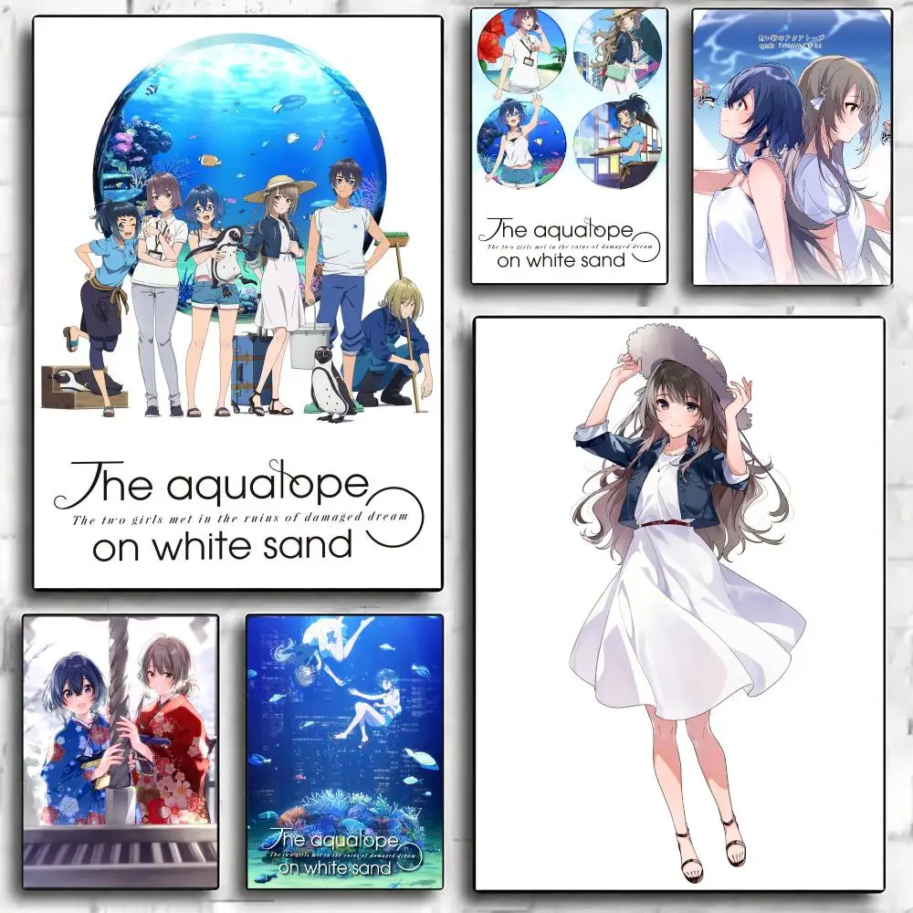 anime T-The Aquatope on White Sand-D Poster Minimalist Wall Sticker for Cafe Office Bar Home Decor and Gift