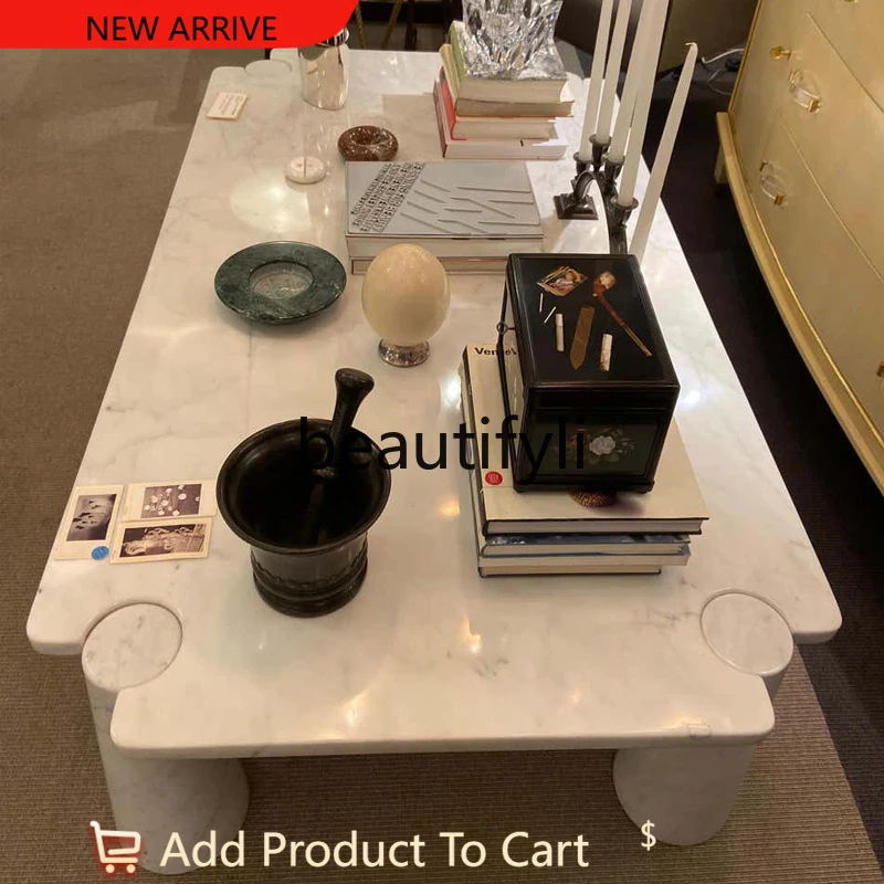 

Italian natural medium white marble coffee table G1218