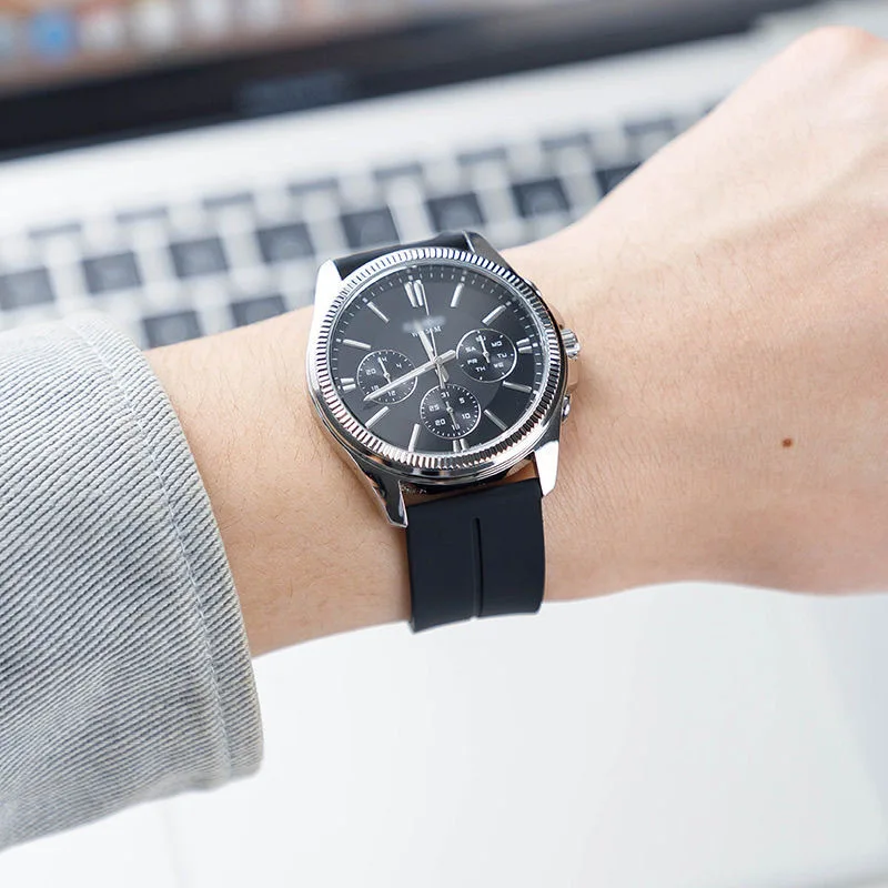 ينطبق 20MM التقليدية ووتش حزام عالمي سيليكون المغناطيسي للطي مشبك ووتش استبدال حزام حزام الميكانيكية