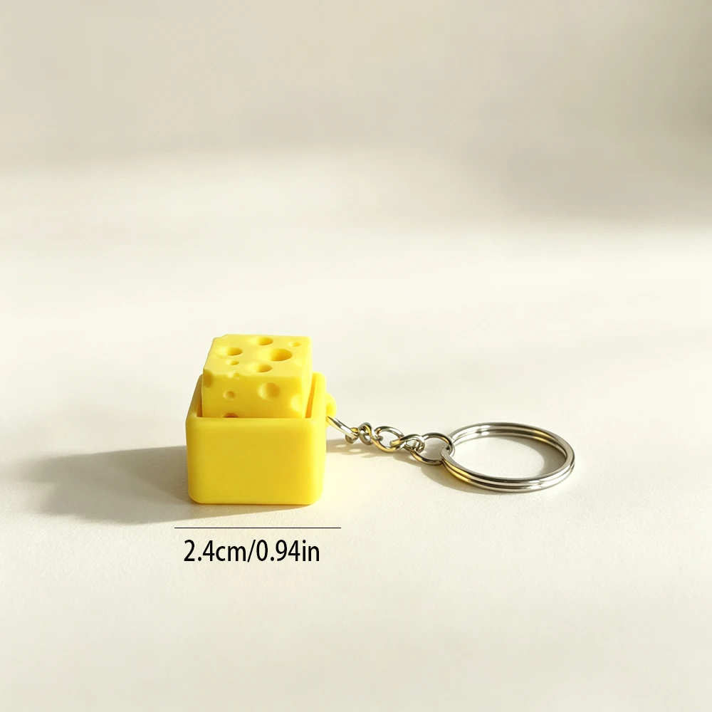 Clickable Cheese 3d Printing Decompression Button Backpack Hanging Car Accessories Multifunctional Unique Keychain