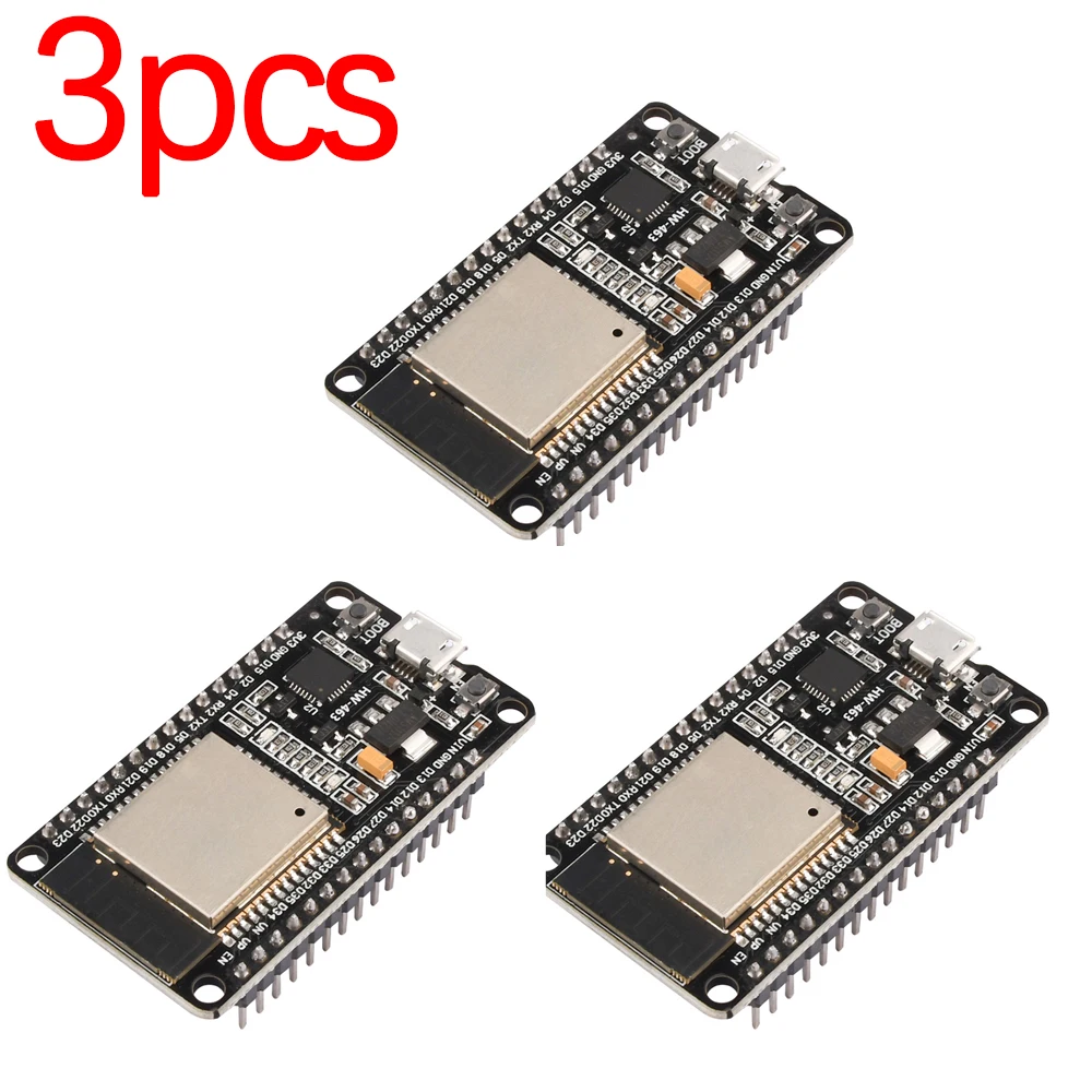 3Pcs ESP32 ESP-WROOM-32 Development Board CP2102 Micro USB Interface Pre-soldered 30Pin Header 0.96 Inch OLED Screen PCB Antenna WiFi Bluetooth IoT Module for Smart Home DIY Electronic Project