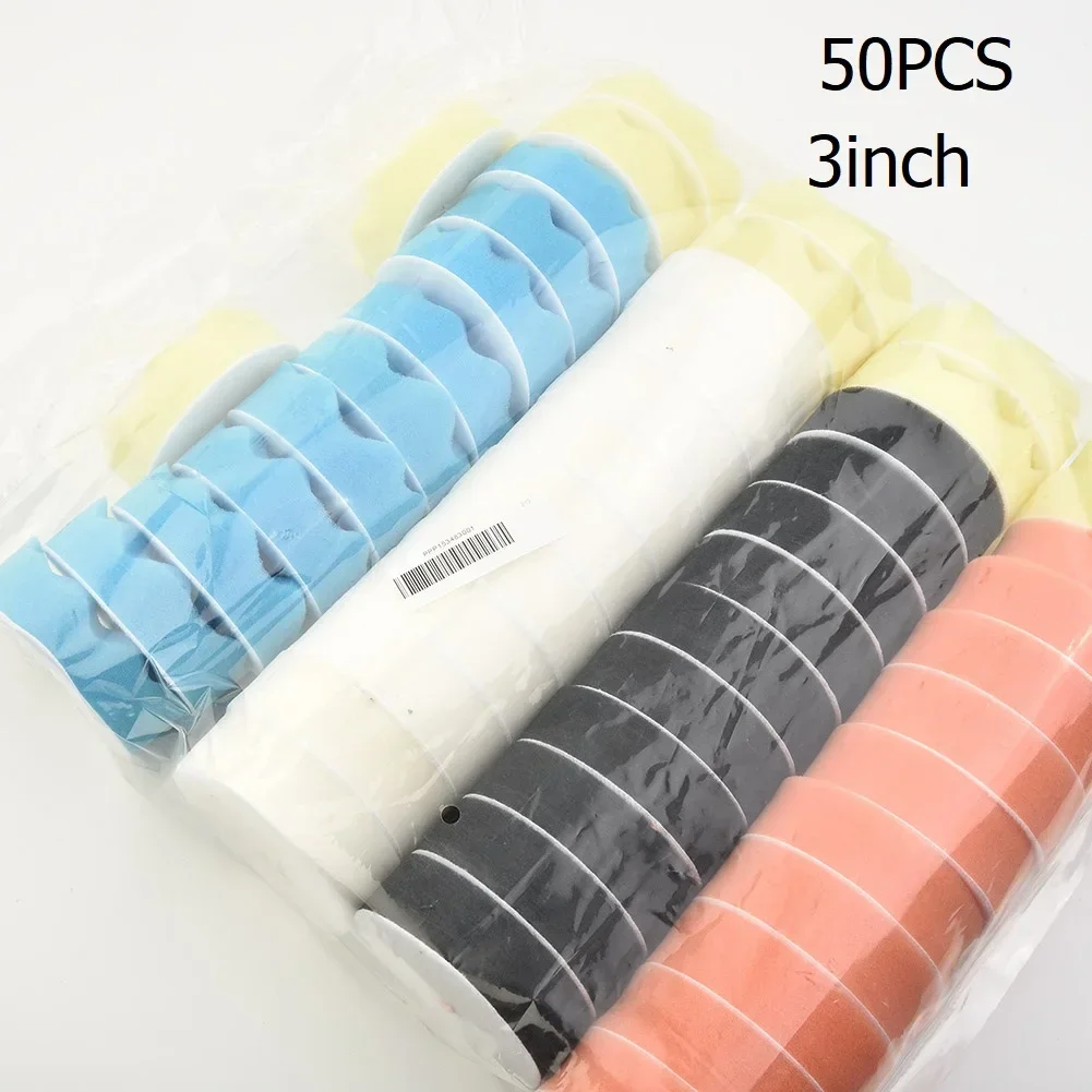 50pcs Polishing Pads Foam Sponge 3 Inch Car Buffer Pads 75mm Flocking Car Buffer Pads For Detail Polisher Waxing Cleaning
