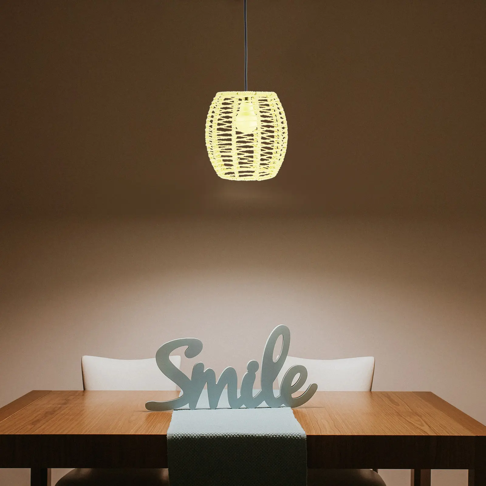 

Boho Pendant Lampshade Handwoven Rustic Lampshade for Restaurant Cafe Home Decor Woven Light Cover Hotel Light Cover