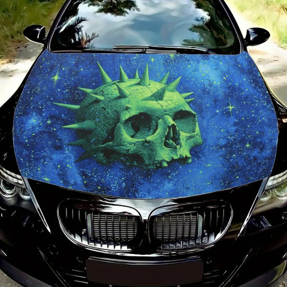 

Наклейка на капот автомобиля с зеленым черепом и шипами — прочная виниловая пленка, устойчивая к брызгам и легко снимается, подходит для всех автомобилей — автомобили