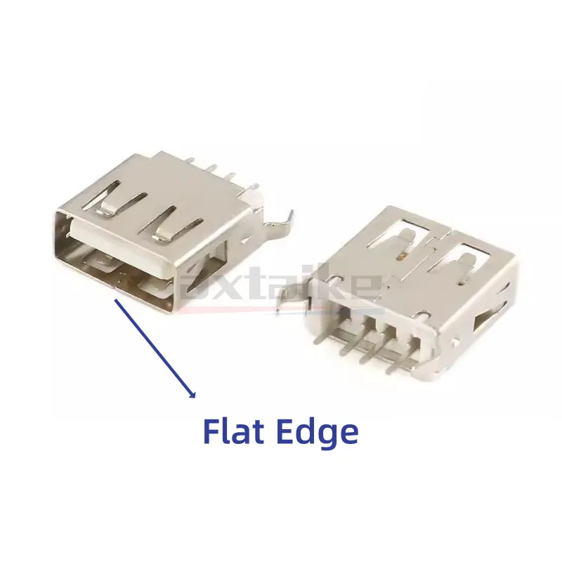10PCS USB-AF 13.7MM 180 Degrees Vertical USB Type A Female Socket 4Pin USB Data Interface Sides Of The Curved Needle USB-A 2.0