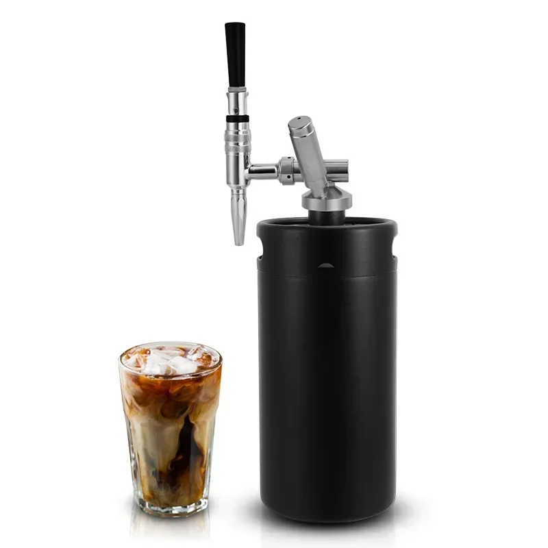 3.6L Mini Keg Nitro Cold Brew Coffee Container/Dispenser,Coffee Faucet Kit Brewery Stainless Steel Growler Matte Coated Beer Keg