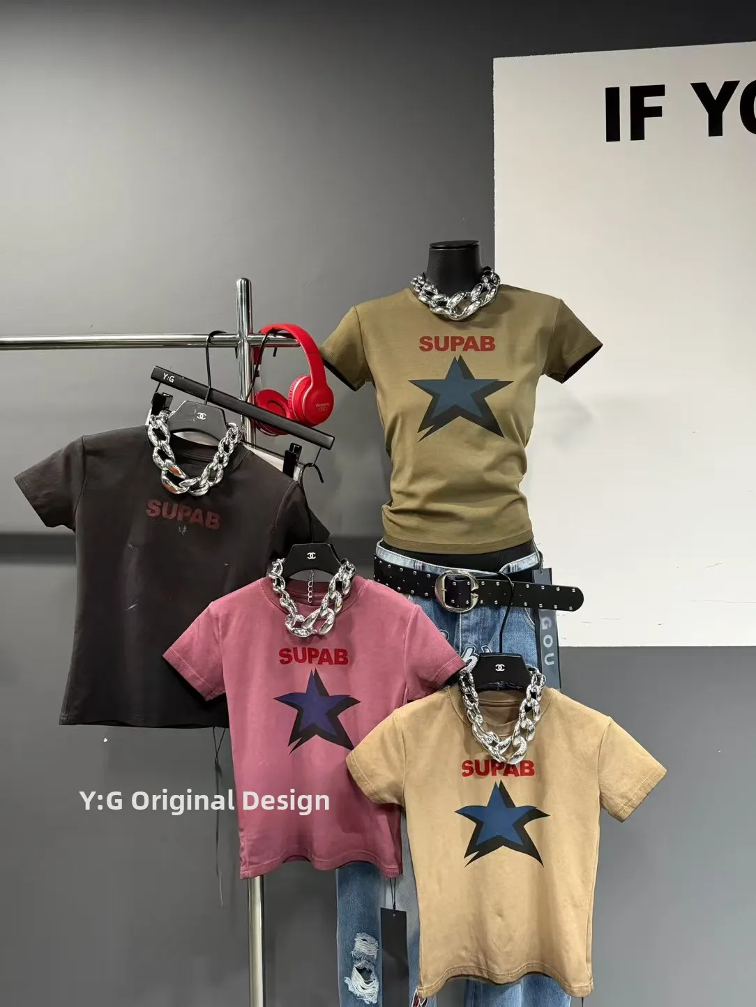 

Retro American Style Short Sleeve T-Shirt Women's Slim Fit Star Print Worn-look Gradient Design Fashionable Slimming Effect