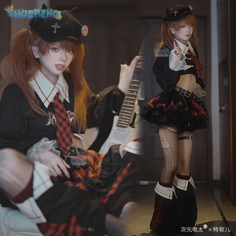 

Asuka Langley Soryu Cosplay Costume Anime EVA figure Hats skirts socks shirt prop Halloween carnival women man cute uniform