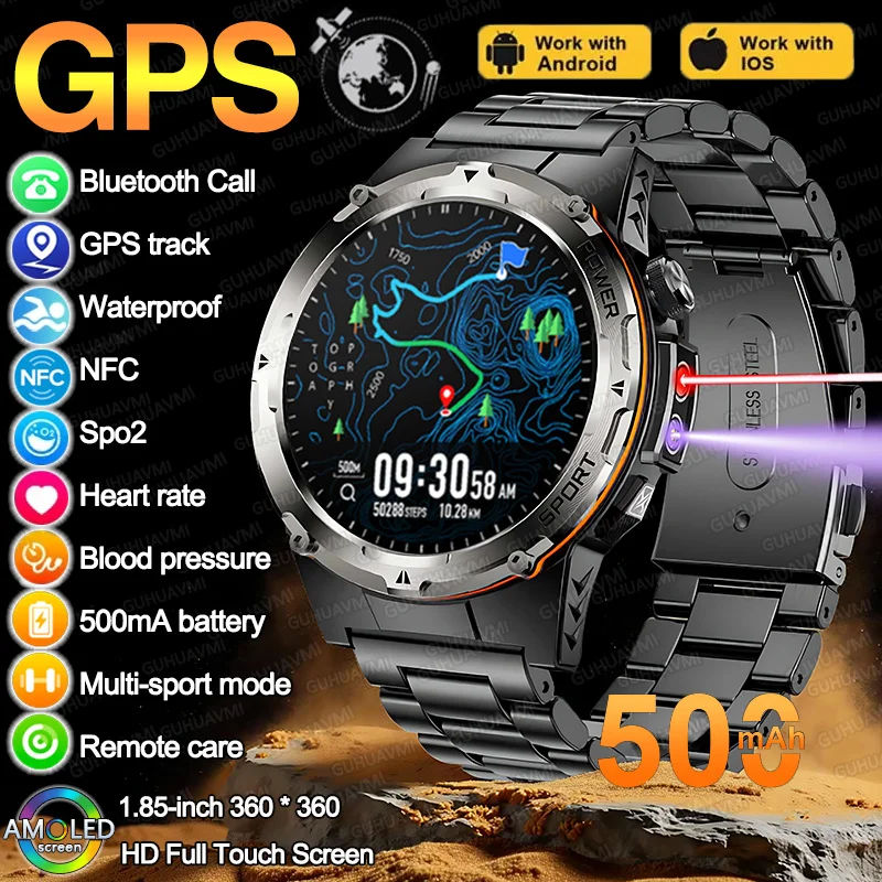 

2025 New For Xiaomi GPS Outdoor sport Men Smart Watch 3ATM Waterproof Fitness Bluetooth call NFC UV+Infrared Tracking Smartwatch