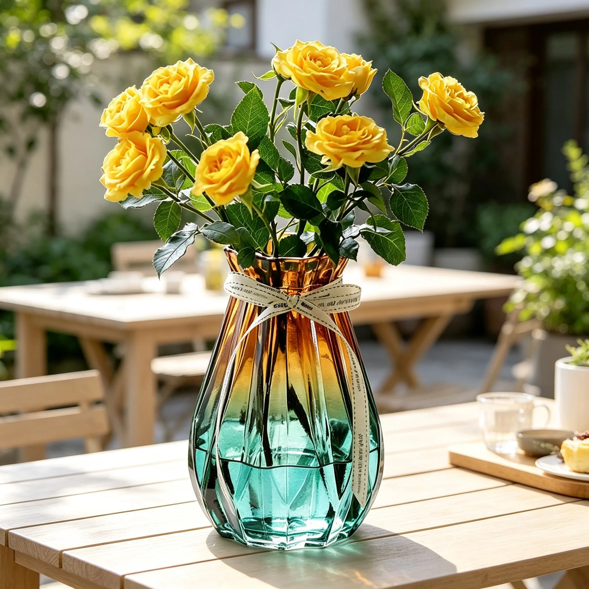 Colorful Glass Small Flower Vase Mini Clear Hydroponic Hyacinth Planter Pot Desktop Decoration for Home Living Room Dining Table