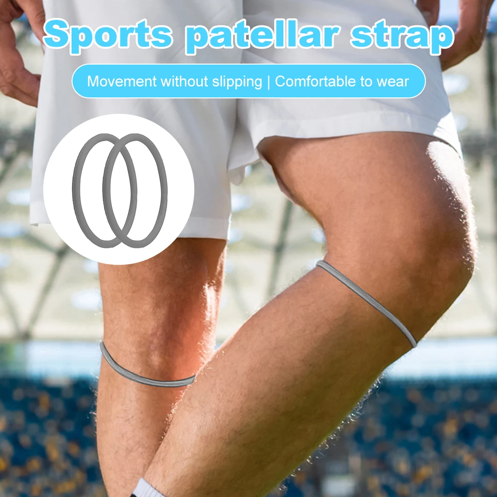 Correa elástica de silicona para rótula, soporte para rodilla, estabilizador de rótula para baloncesto, voleibol, tenis, deportes de salto, 2 uds.