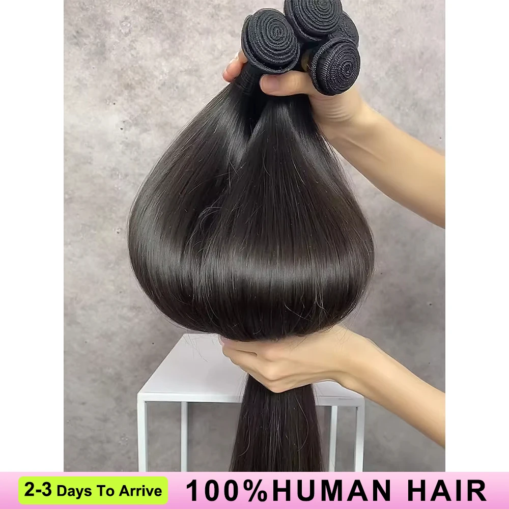 30 40 Polegada osso pacote reto cabelo humano 100% não processado cabelo remy cru 3/4 pacotes máquina de extensão brasileira trama dupla