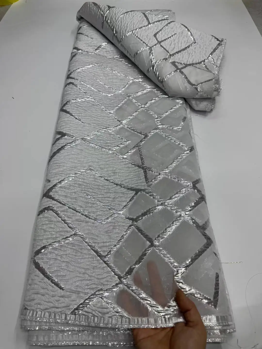 2025 Luxury High Quality Nigerian Jacquard Lace African Organza Brocade Lace Fabric 5 Yards French Tulle Party Gown Dress Sew-CW