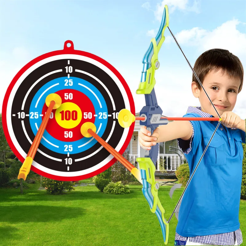 Conjuntos de arcos e flecha com alvo vertical otário setas crianças tiro com arco multiplayer competição ao ar livre prática esporte brinquedos