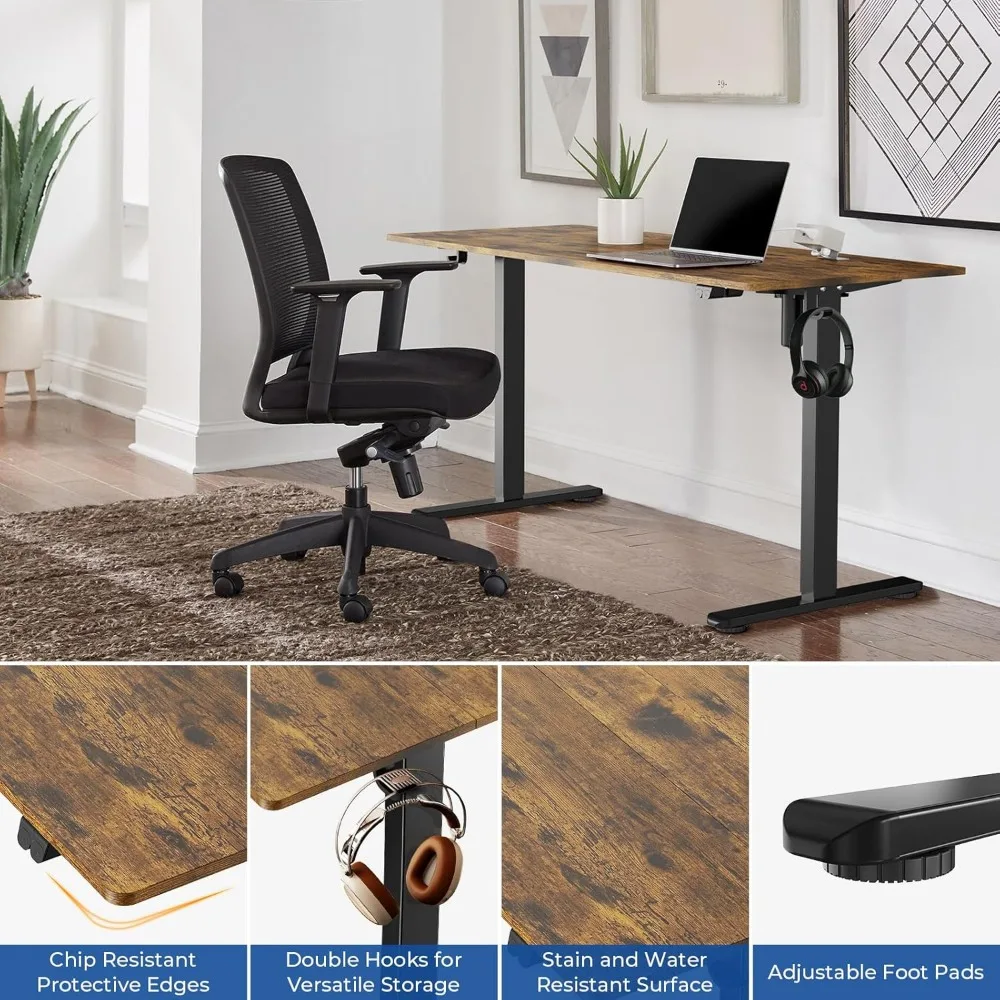 Upgraded 40 Electric Height-Adjustable Desk for Home Office: Large Rectangular Computer or Laptop Table with Durability