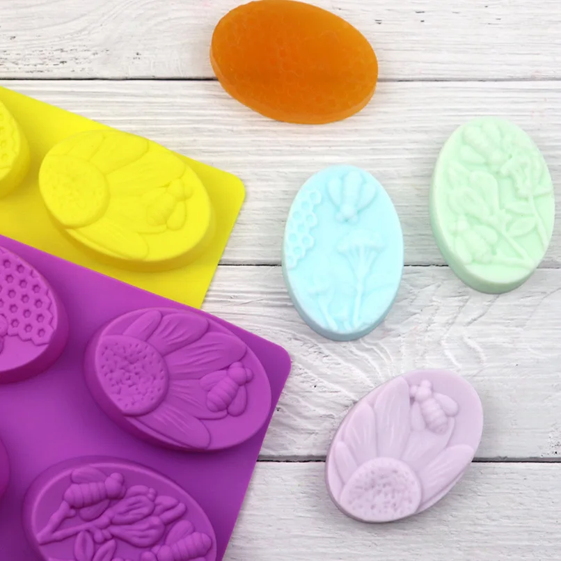 Honeycomb Soap Mold 3D Bumble Bee Stamp For Handmade Lotion Bars Honeybee Wax Melts Bath Bomb Chocolate Dessert Decoration Tools - view 5