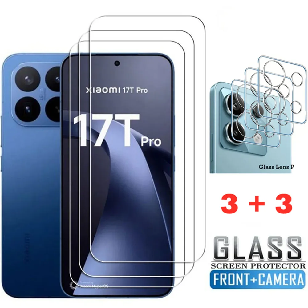 Szkło ochronne 6 w 1 z pełnym pokryciem ekranu + osłona obiektywu aparatu 3D do Xiaomi 17T 15T 14T 13T Pro Mi…