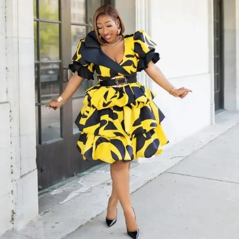 

Customized S-5XL African Dresses for Women Spring Summer Africa Women Polyester Printing Plus Size Long Dress African Robes Afri