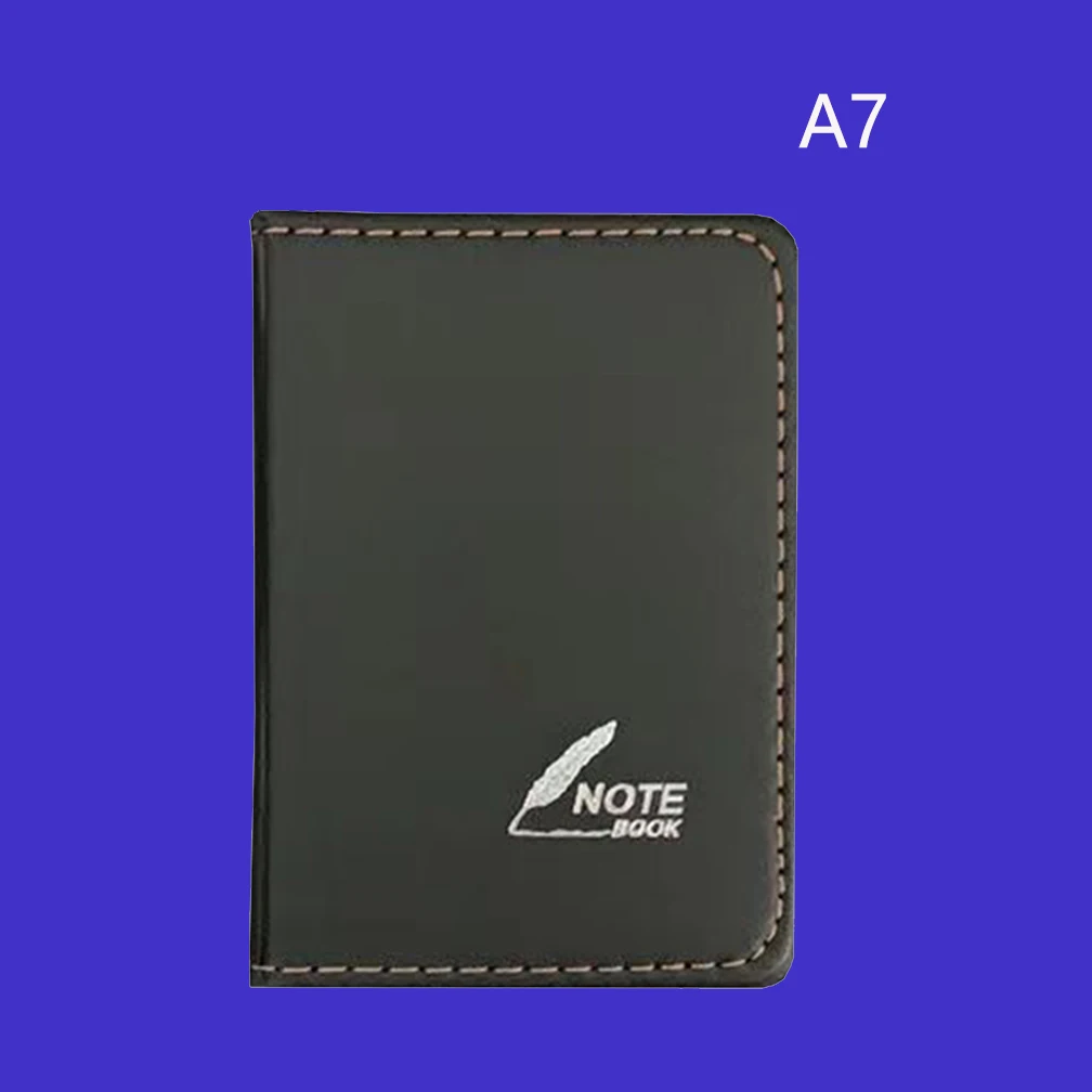 A7 Mini Leather Cover Notebook Portable Pocket Notepad Memo Diary Planner Agenda Organizer Office School Stationery 120Pages