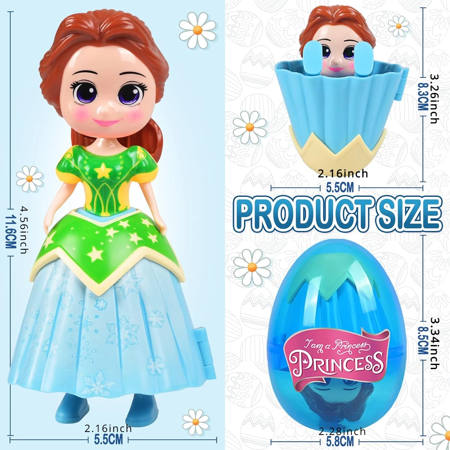 1/4 Pack Princess Deformation Prefilled Eggs Toys for Toddler Boys Girls Kids Basket Stuffers Gifts Easter Basket Filler Toys