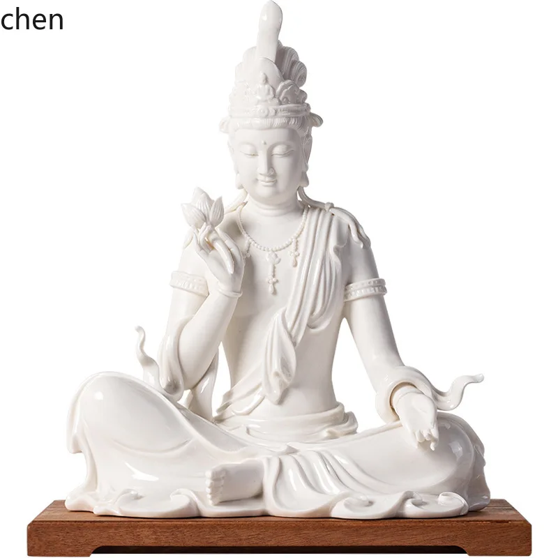 YY-  ceramic lotus lotus water moon guanyin bodhisattva buddha statue for home buddhist hall worship ornaments