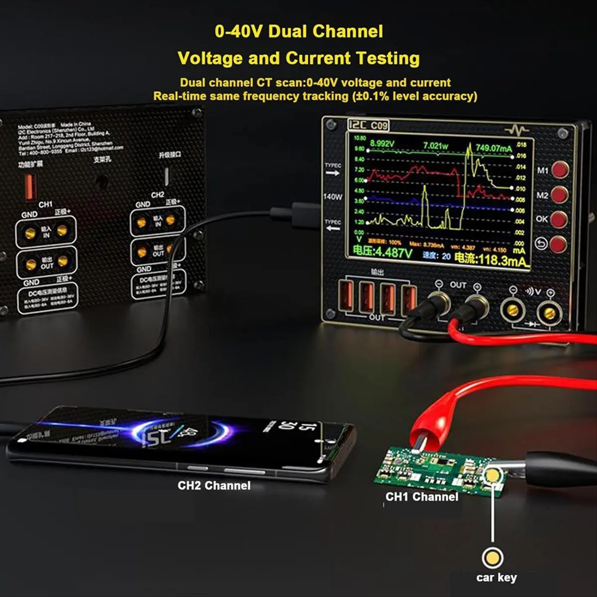 AA308~Waveform Ammeter with Charging TestData Voltage Measurement Multimeter Test,with TestLead, for Mobile Phone Reairing