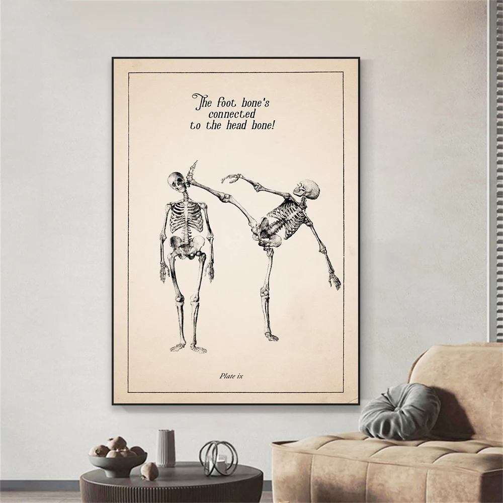 Funny Skeleton Print Poster Bathroom Humour Canvas Print Modern Restroom Decor Home Bedroom Wall Art Canvas Painting