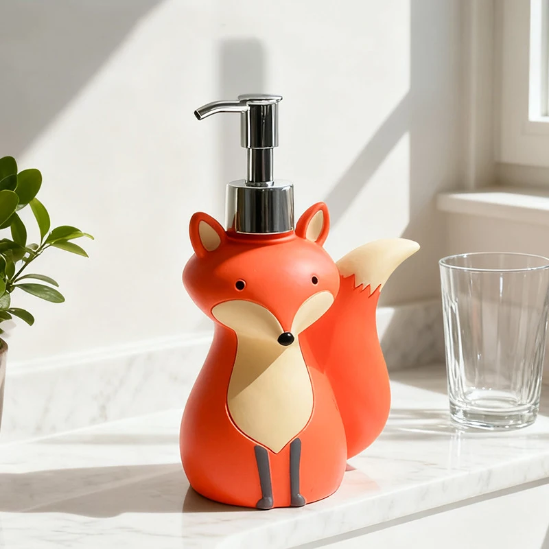 Cute Fox Soap Bottle Portable Press Lotion Bottle Hotel Household Toilet Bathroom Shampoo Hand Washing Liquid Bath Gel Bottle