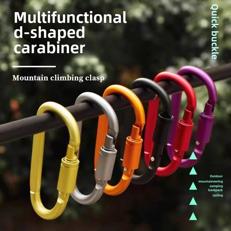 Outdoor Mountaineering Buckle Type D Quick-hanging Buckle Multi-functional Backpack Buckle Lightweight Keychain Clip Spring Hook
